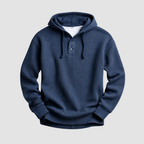 Bluza męska z kapturem o splocie waflowym i zapięciu henley
