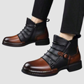 Botki męskie z ekoskóry z klamrą i okrągłym noskiem