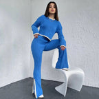 Damski Komplet Składający Się z Bluzki z Długim Rękawem i Spodni