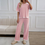 Dwuczęściowy Komplet Damski z Kontrastowym Wykończeniem Dołu