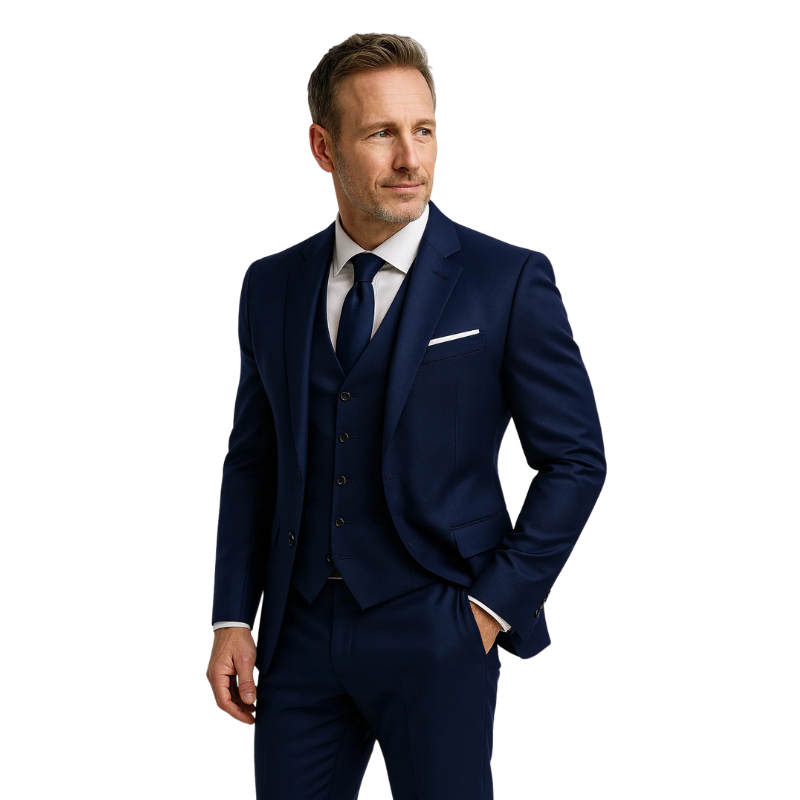 Garnitur Męski Trzyczęściowy Slim Fit z Kamizelką
