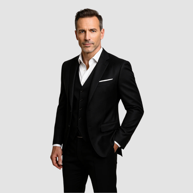 Garnitur Męski Trzyczęściowy Slim Fit z Kamizelką
