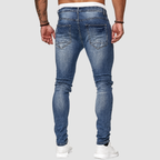 Jeansy męskie slim fit z przetarciami i dziurami