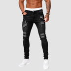 Jeansy męskie slim fit z przetarciami i dziurami