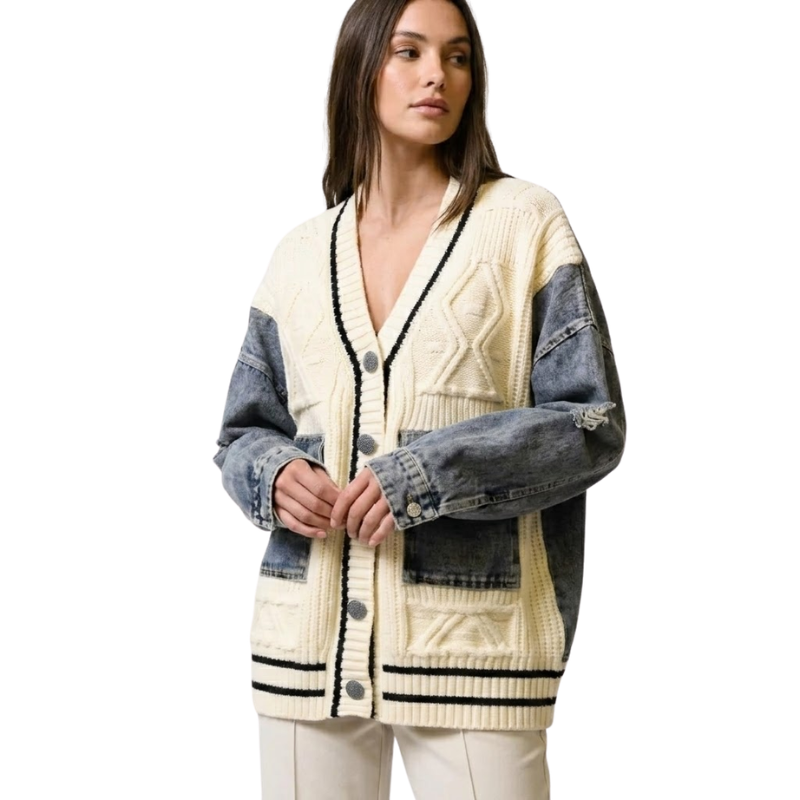 Kardigan Damski Oversize Patchwork