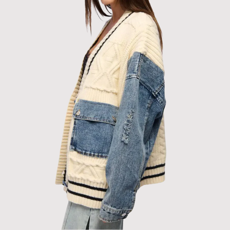 Kardigan Damski Oversize Patchwork