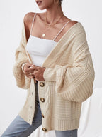 Kardigan Damski z Czterema Guzikami i Bufiastymi Rękawami