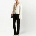 Kardigan Damski z Czterema Guzikami i Ściągaczowymi Rękawami