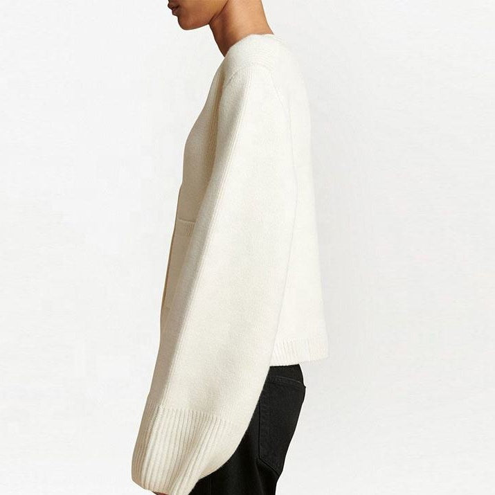 Kardigan Damski z Czterema Guzikami i Ściągaczowymi Rękawami