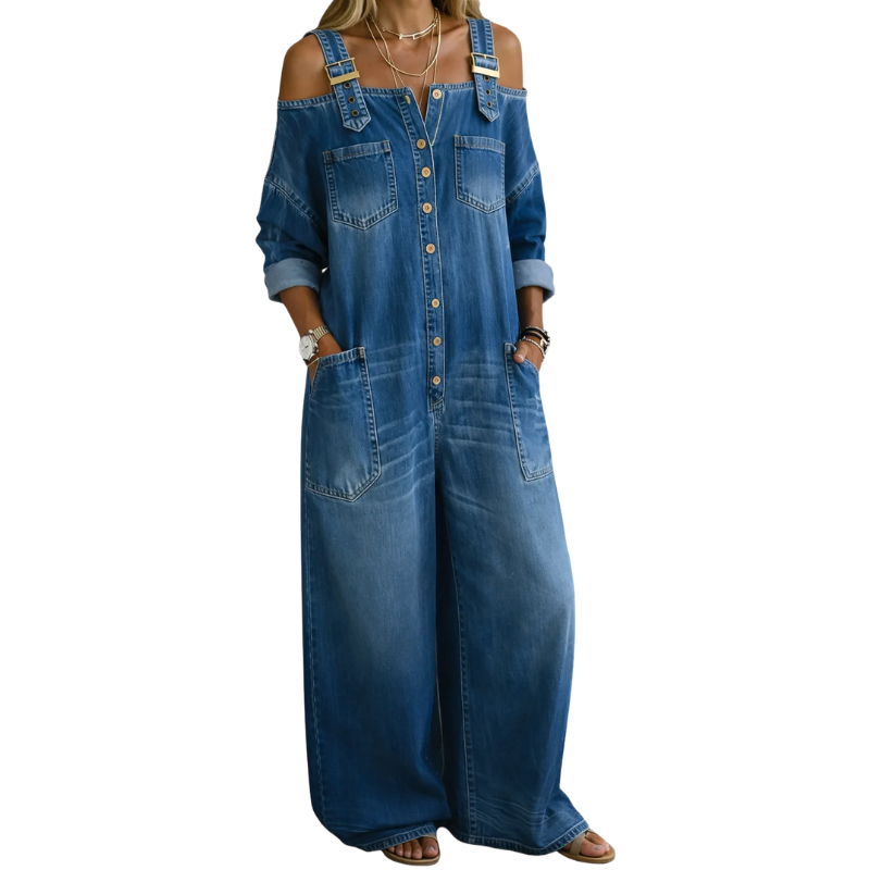 Kombinezon Damski z Guzikami i Kieszeniami