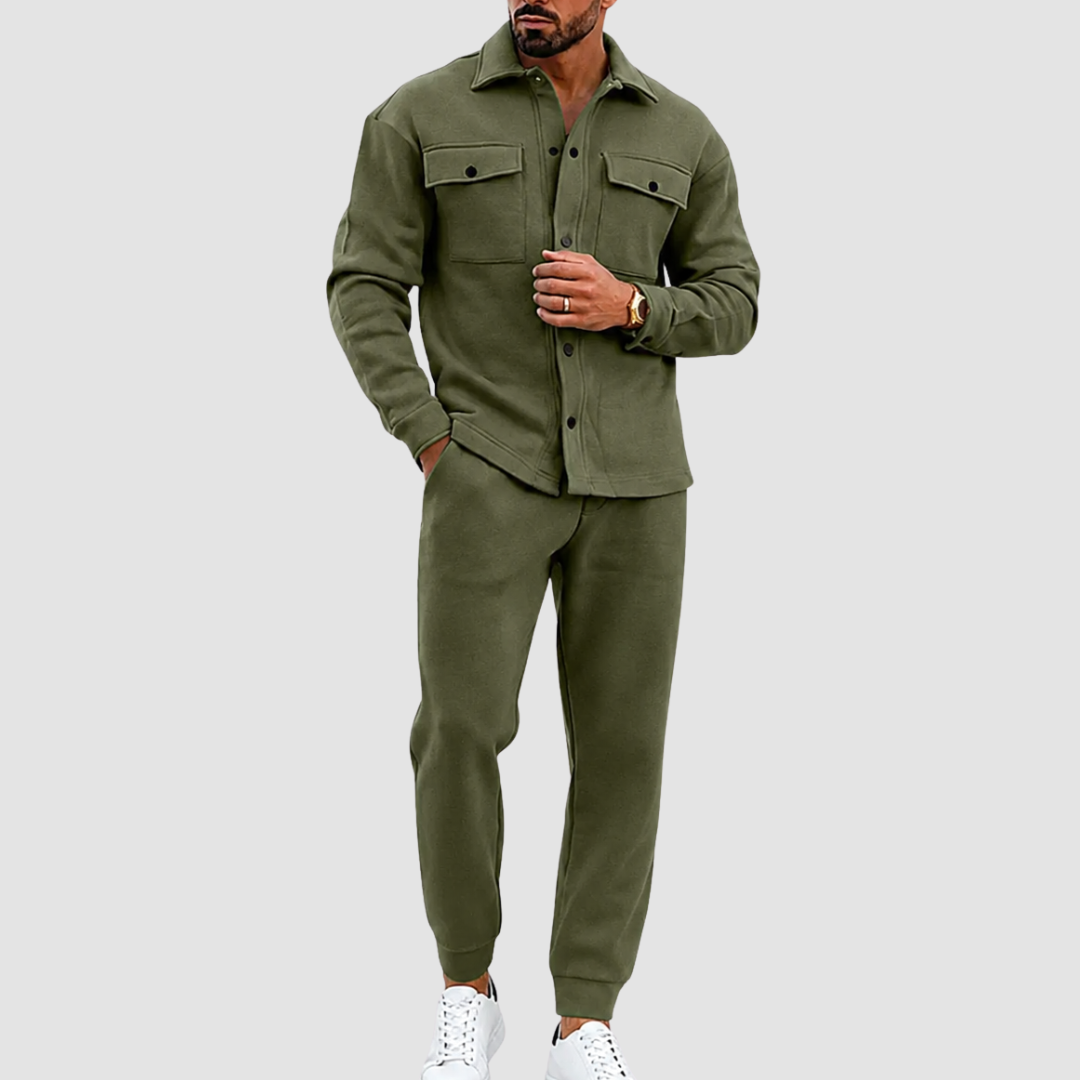 Komplet męski koszula typu overshirt na długi rękaw i spodnie