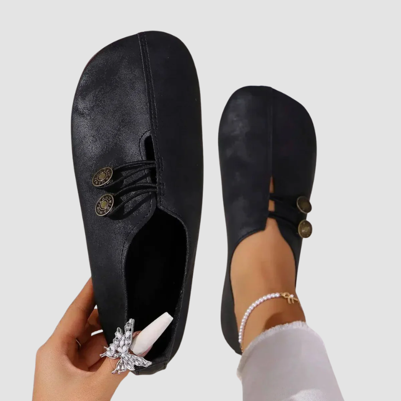 Loafersy Damskie Wsuwane z Ozdobnymi Guzikami