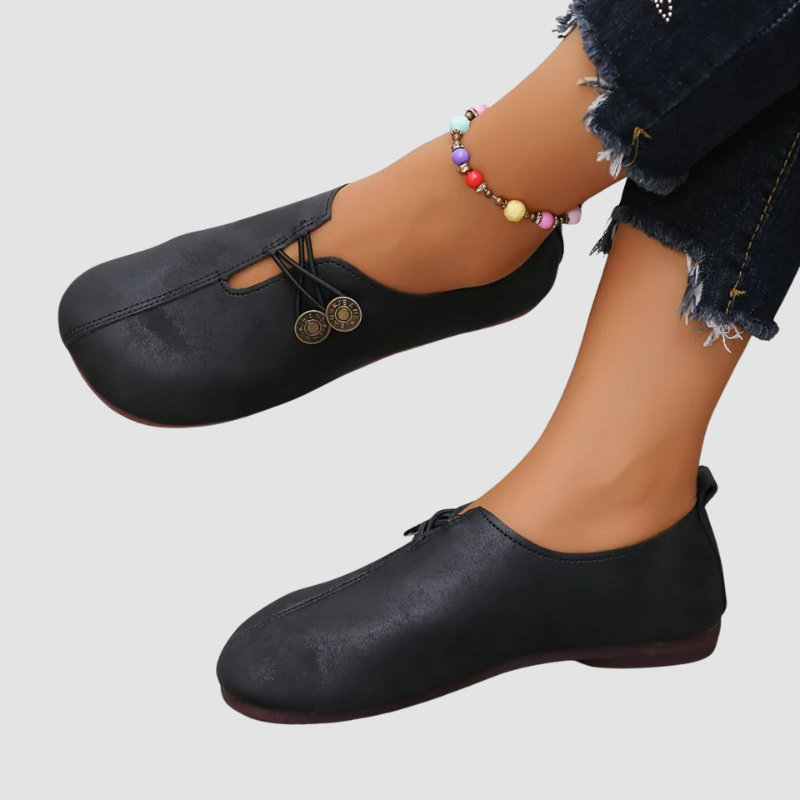 Loafersy Damskie Wsuwane z Ozdobnymi Guzikami