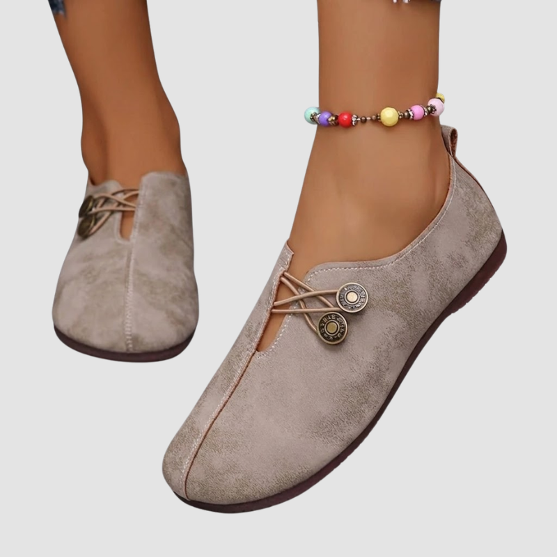 Loafersy Damskie Wsuwane z Ozdobnymi Guzikami