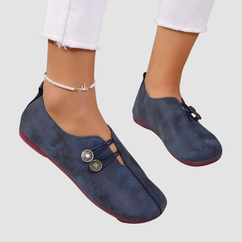 Loafersy Damskie Wsuwane z Ozdobnymi Guzikami