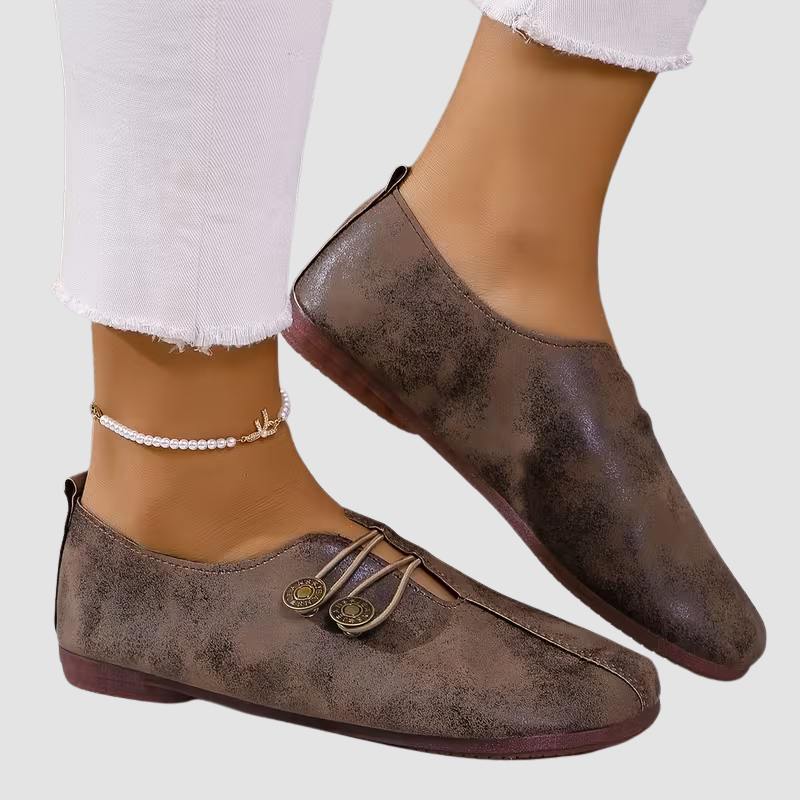 Loafersy Damskie Wsuwane z Ozdobnymi Guzikami