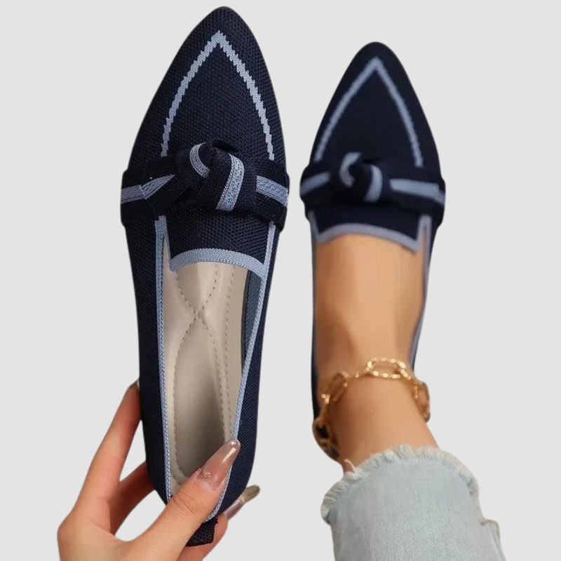 Loafersy Damskie ze Szpiczastym Noskiem i Ozdobnym Węzłem