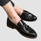 Loafersy Męskie z Frędzlami i Plecionym Paskiem