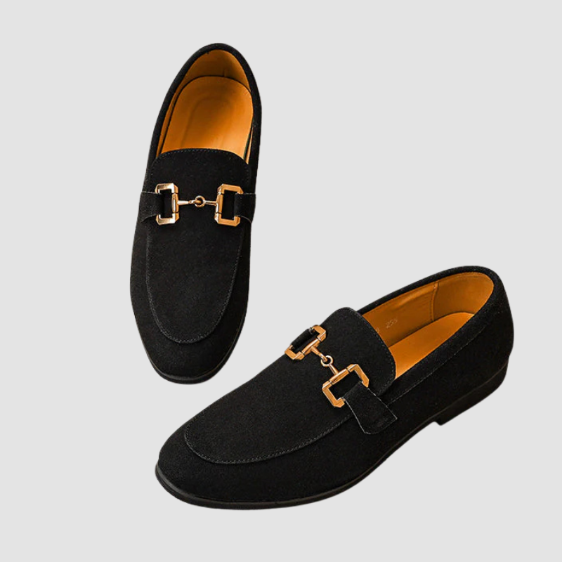 Loafersy Męskie Wsuwane z Metalową Ozdobą