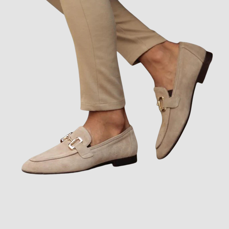 Loafersy Męskie Wsuwane z Metalową Ozdobą