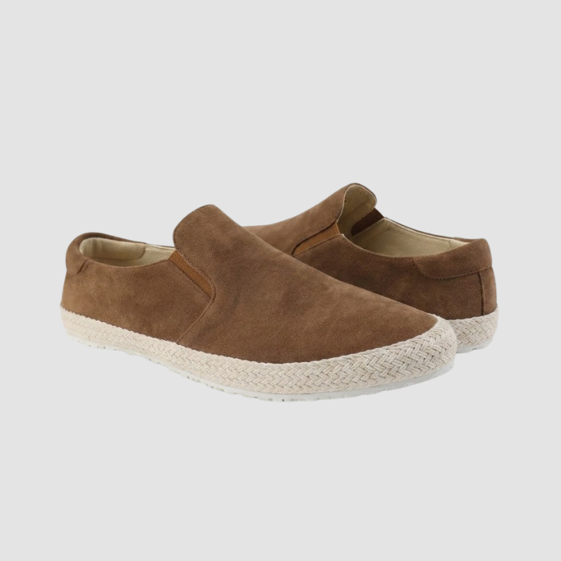 Loafersy Męskie Zamszowe z Plecioną Podeszwą