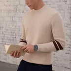 Męski Sweter z Golfem i Mankietami w Paski