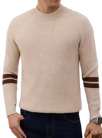 Męski Sweter z Golfem i Mankietami w Paski