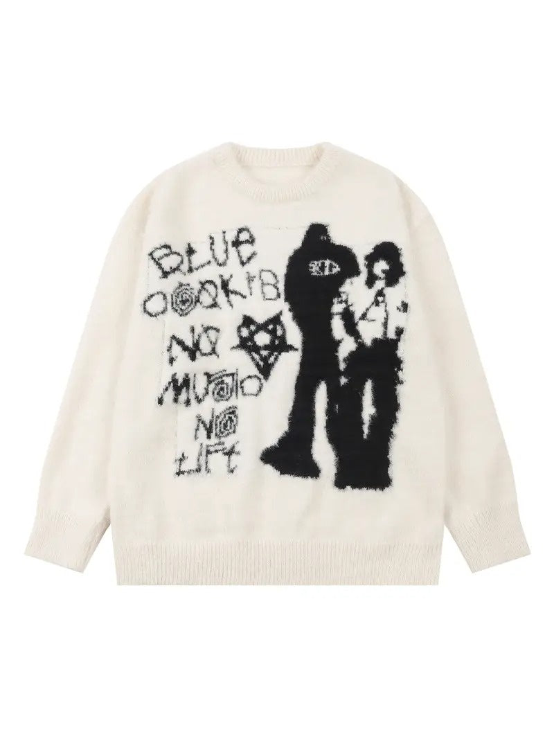 Męski Sweter z Okrągłym Dekoltem i Ściągaczami