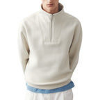 Męski Sweter z Zamkiem Błyskawicznym i Przeszyciem w Serek