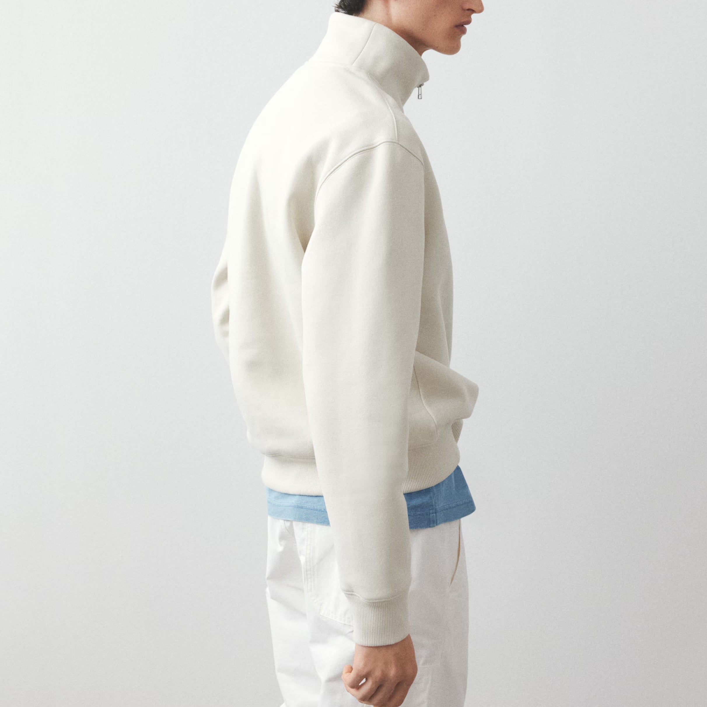 Męski Sweter z Zamkiem Błyskawicznym i Przeszyciem w Serek