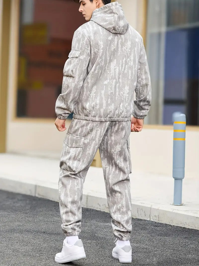 Męski Zestaw z Kurtką z Kapturem i Spodniami