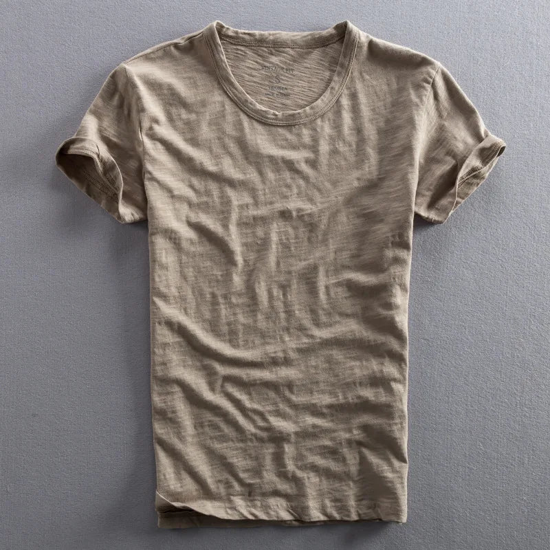 Męski T-shirt z Krótkim Rękawem i Okrągłym Dekoltem