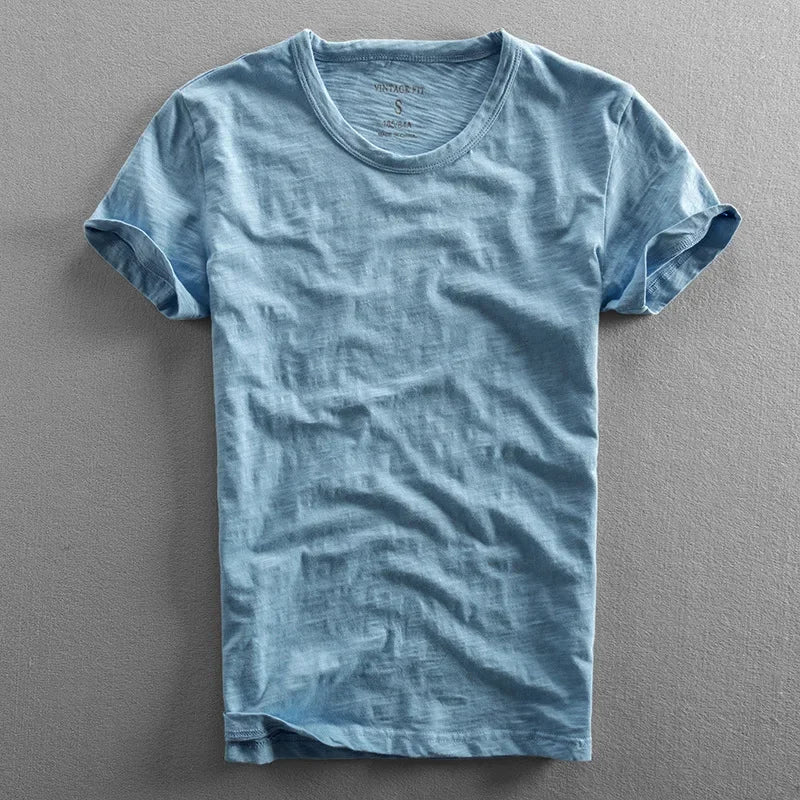 Męski T-shirt z Krótkim Rękawem i Okrągłym Dekoltem