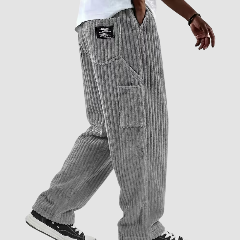 Męskie Spodnie Sztruksowe z Elastycznym Pasem