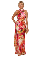 Sukienka Damska Maxi w Kwiaty z Dekoltem Halter