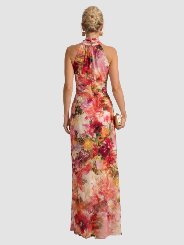 Sukienka Damska Maxi w Kwiaty z Dekoltem Halter