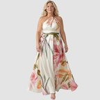 Sukienka Damska Maxi w Kwiaty z Dekoltem Halter