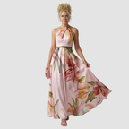 Sukienka Damska Maxi w Kwiaty z Dekoltem Halter