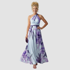 Sukienka Damska Maxi w Kwiaty z Dekoltem Halter