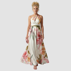 Sukienka Damska Maxi w Kwiaty z Dekoltem Halter
