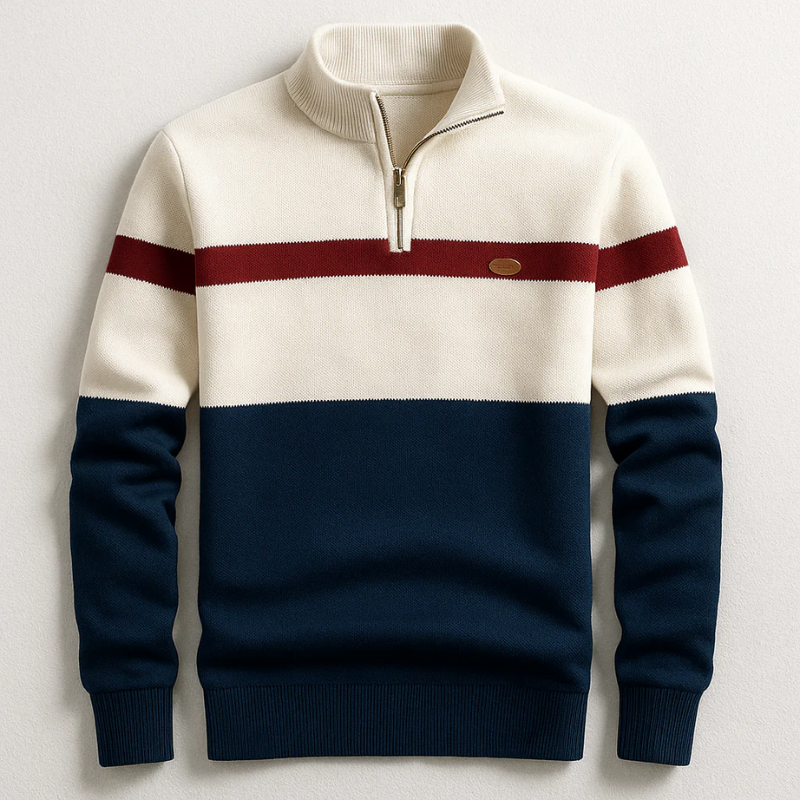 Sweter Męski ze Stójką i Zamkiem