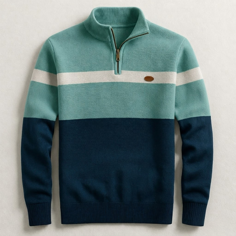 Sweter Męski ze Stójką i Zamkiem