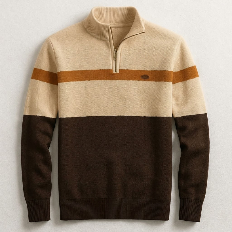 Sweter Męski ze Stójką i Zamkiem