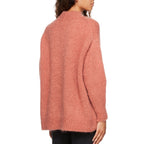 Sweter Damski ze Ściągaczem Przy Dekolcie i Mankietach