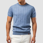 T-shirt Prążkowany Męski z Krótkim Rękawem