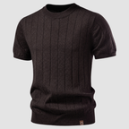 T-shirt Prążkowany Męski z Krótkim Rękawem