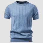 T-shirt Prążkowany Męski z Krótkim Rękawem