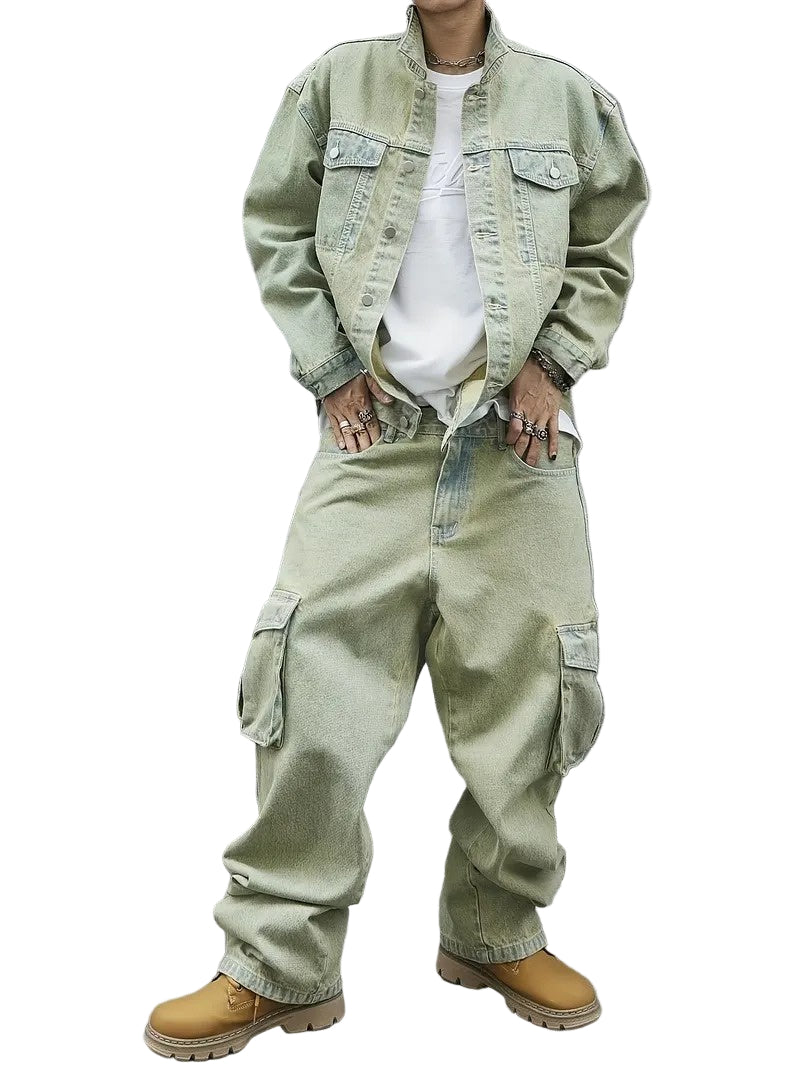 Zestaw Męski z Kurtką Zapinaną na Guziki i Spodniami