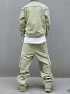 Zestaw Męski z Kurtką Zapinaną na Guziki i Spodniami