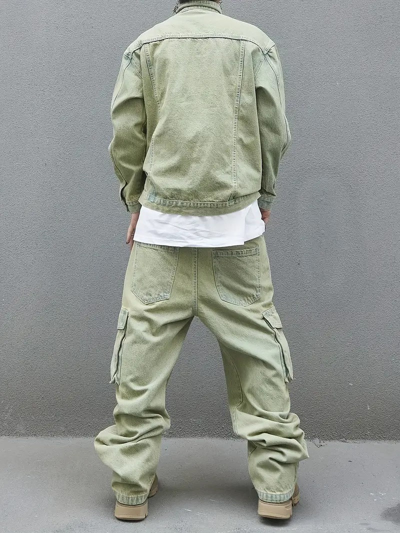 Zestaw Męski z Kurtką Zapinaną na Guziki i Spodniami